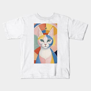 Hilma's Whimsical Catopia: Abstract Feline Harmony Kids T-Shirt